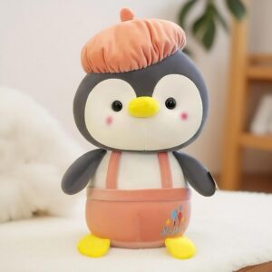 Softdreams Cap Penguin Plushie Stuffed Plush Teddy Bear Soft Toy - Ideal for Birthdays & Special Occasions Girls/Boys, Baby Kids_Pink(25 Cm)